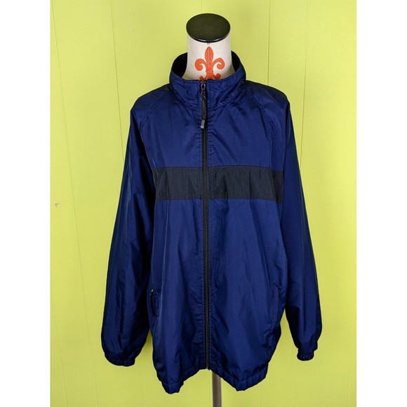 VTG Pro Spirit Men L Retro Golf Jacket Windbreaker Zip Up Mesh Lined Blue Black - Picture 5 of 11